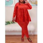 LW Plus Size Print Flounce Design Pants Set