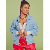 LW Skull Head Letter Print Denim Jacket