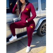 LW Crown Print Kangaroo Pocket Pants Set