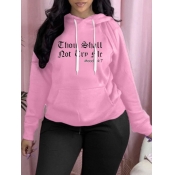 LW Plus Size Hooded Collar Letter Print Hoodie