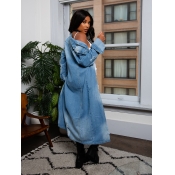 LW Button Design Ripped Denim Coat