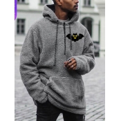 LW Men Bat Print Plush Hoodie