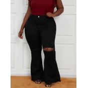 LW Plus Size Ripped Raw Edge Flared Jeans