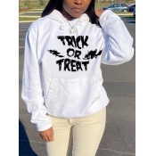 LW BASICS Letter Print Kangaroo Pocket Hoodie