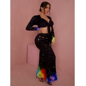 LW Splash-ink Bandage Design Skirt Set