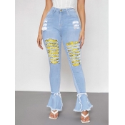 LW Ripped Raw Edge Flared Jeans