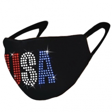 

LW Sequined Letter Decoration Face Mask, Black