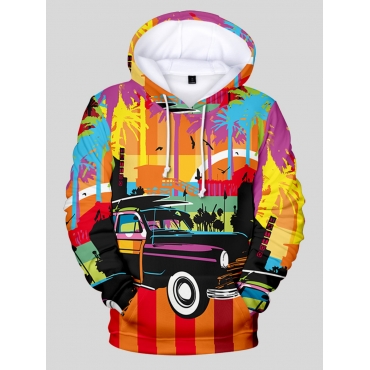 

LW Men Car Print Oversized Hoodie, Multi