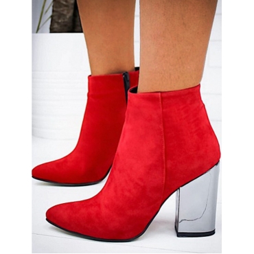 

LW SXY Zipper Design Stiletto Booties, Bright red