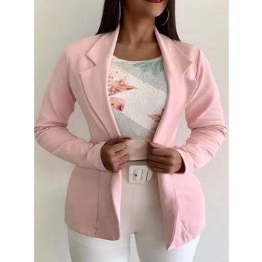 

LW Plus Size Turndown Collar Button Design Blazer, Light pink