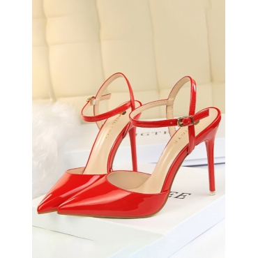

LW SXY Pointed-toe Buckle Design Pumps, Red