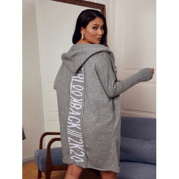 

LW Letter Print Pocket Design Cardigan, Grey