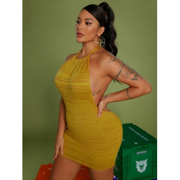 

LW SXY Backless Bandage Design Dress, Gold
