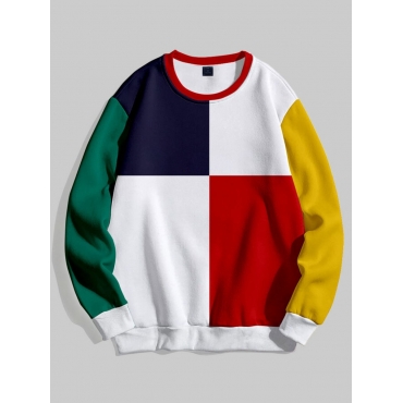 

LW Men Color-lump Patchwork Sweatshirt, Multi