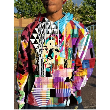 

LW Men Mixed Print Overized Hoodie, Multi