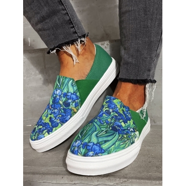 LW Floral Print Flats, Green