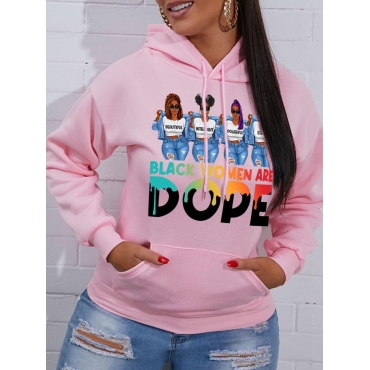 

LW BASICS Figure Letter Print Hoodie, Pink