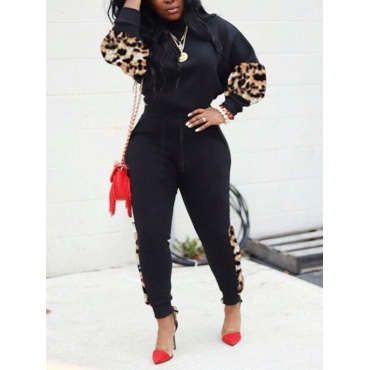 

LW Leopard Print Oversized Tracksuit Set, Black