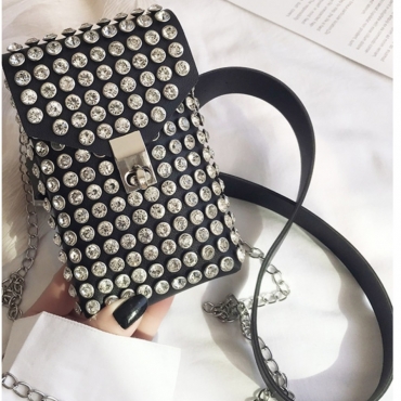 

LW Casual Crystal Decoration Black Crossbody Bag