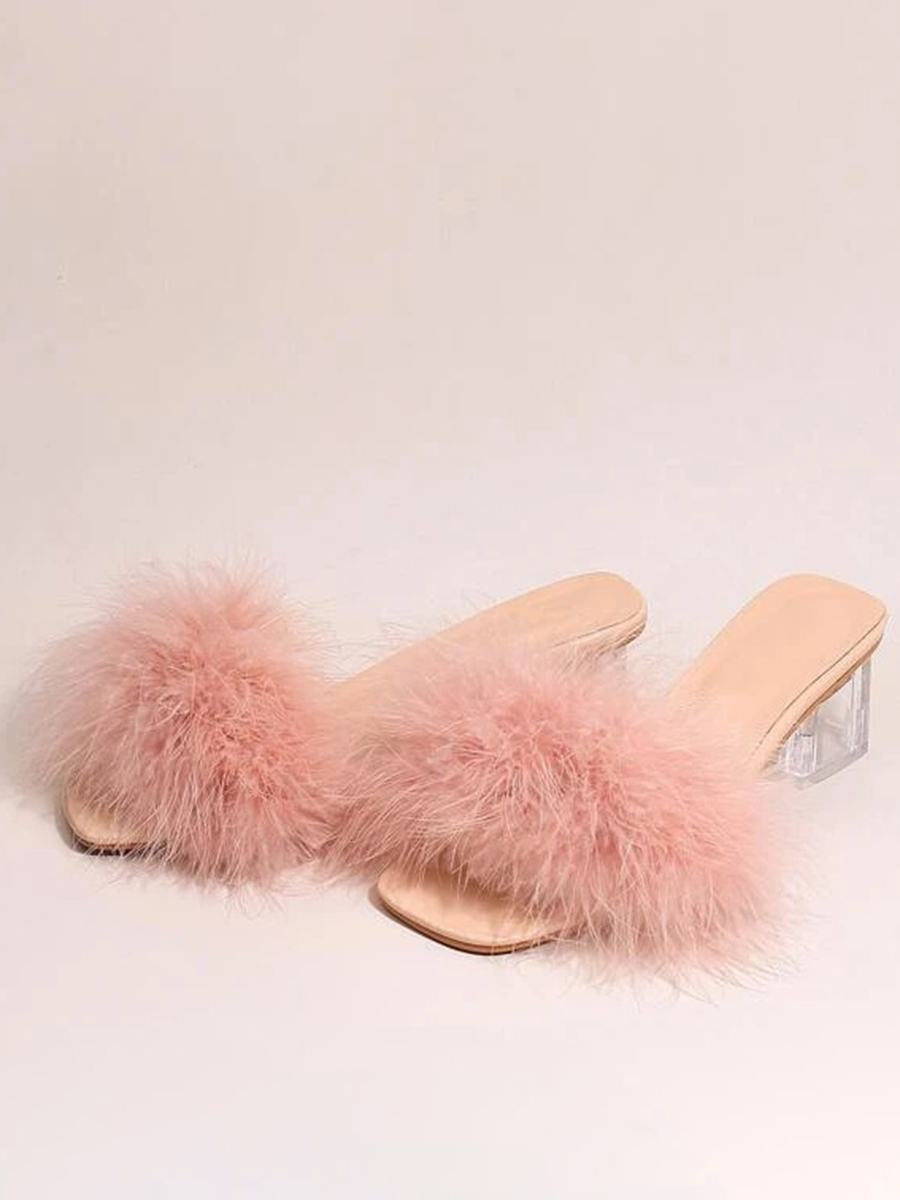 

LW Plush Decor Clear Heel Heels, Dusty pink