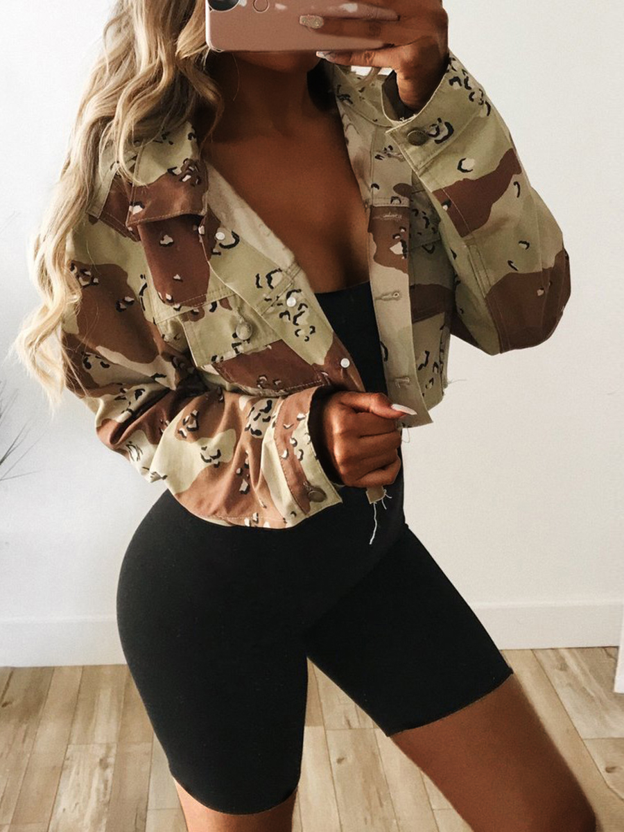 

LW Casual Camo Print Raw Edge Jacket