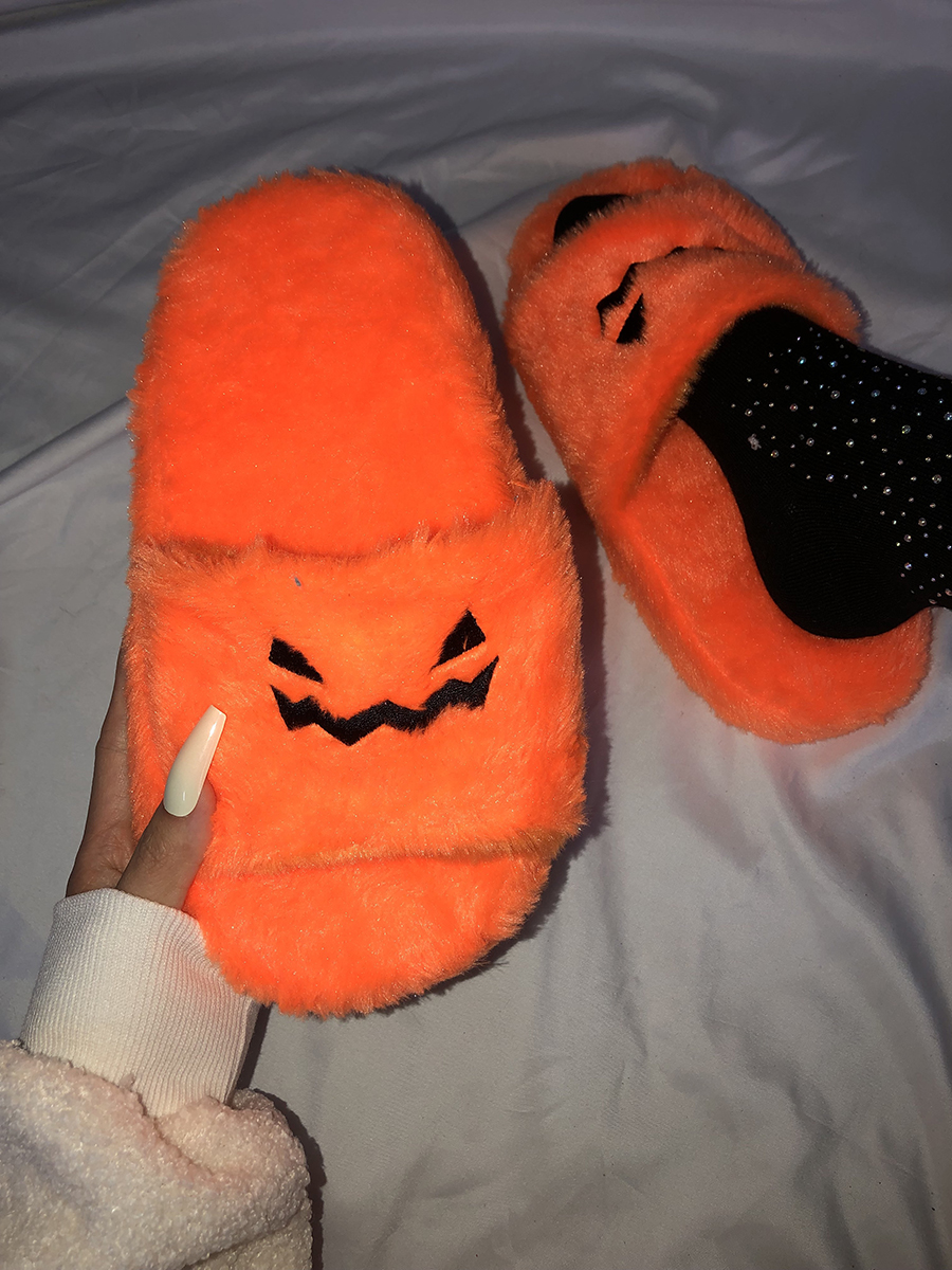

LW Casual Plush Pumpkin Pattern Slippers, Croci