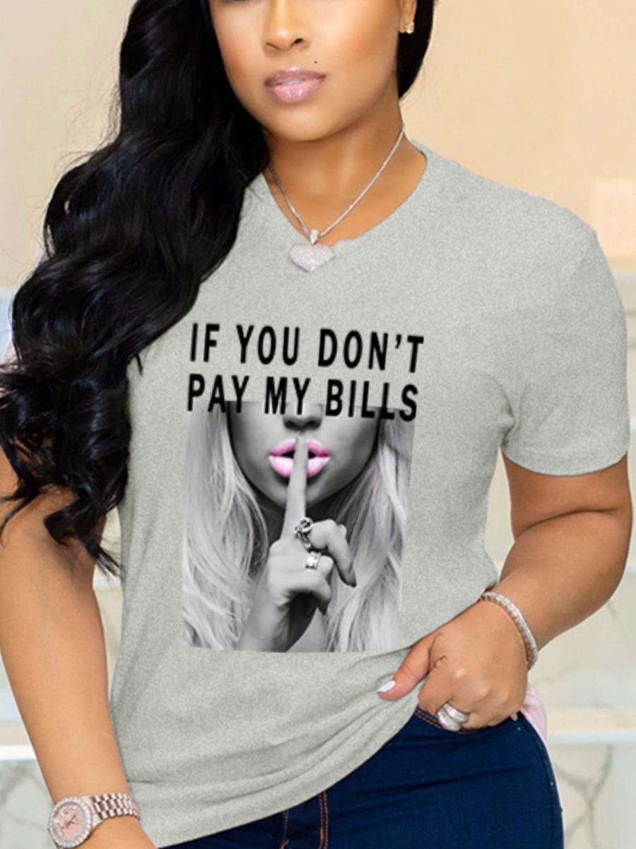 LW Roud Neck Letter Print T-shirt