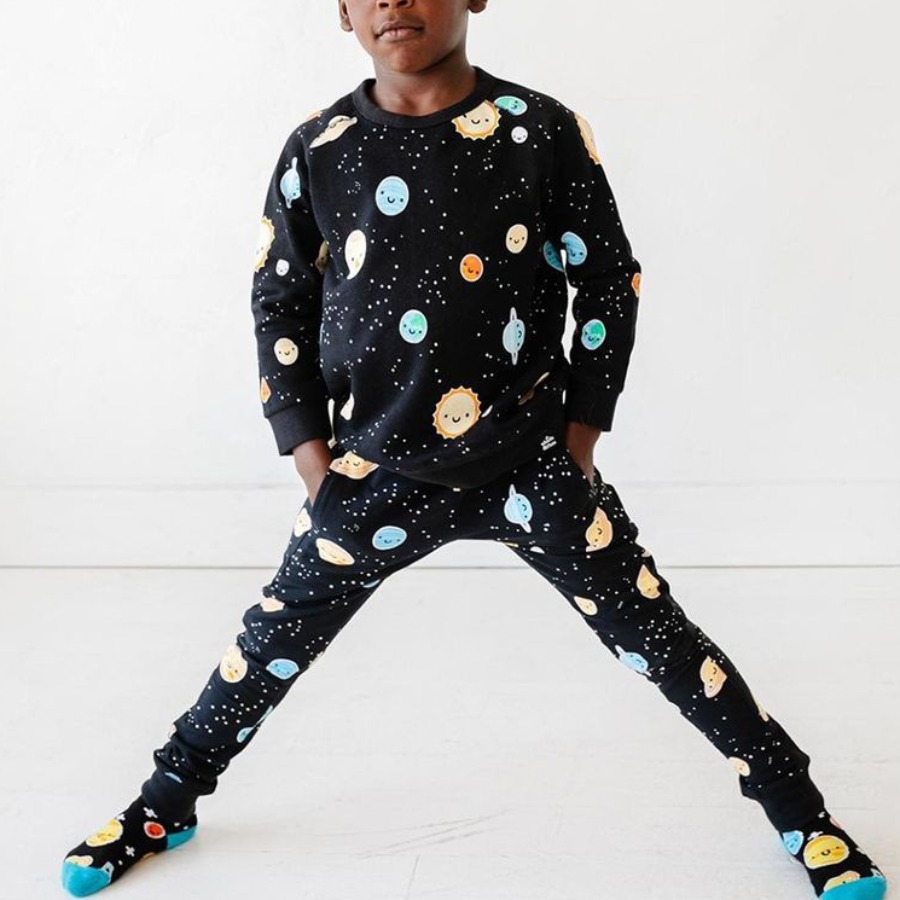 

LW BASICS Boy Starry Sky Print Pocket Deisgn Pants Set, Black