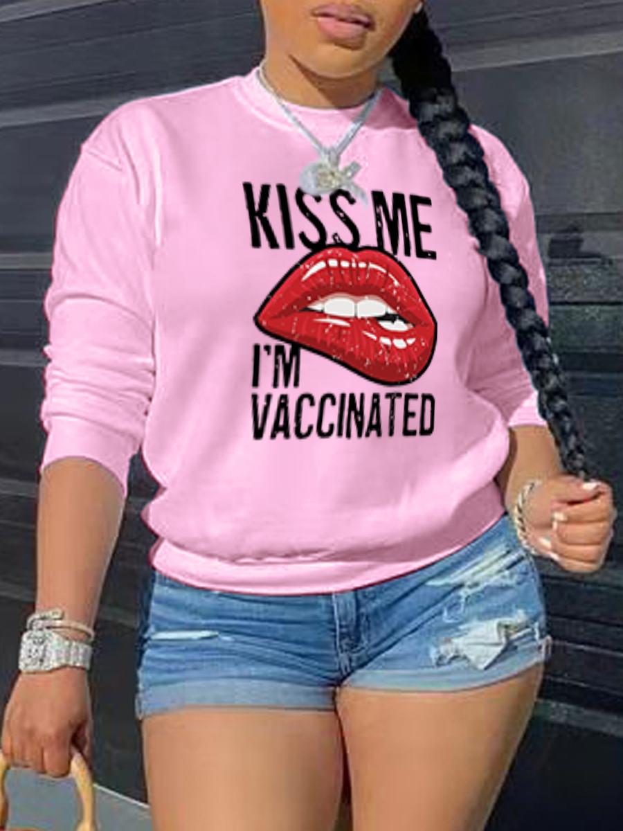 

LW Letter Lip Print Sweatshirt, Pink