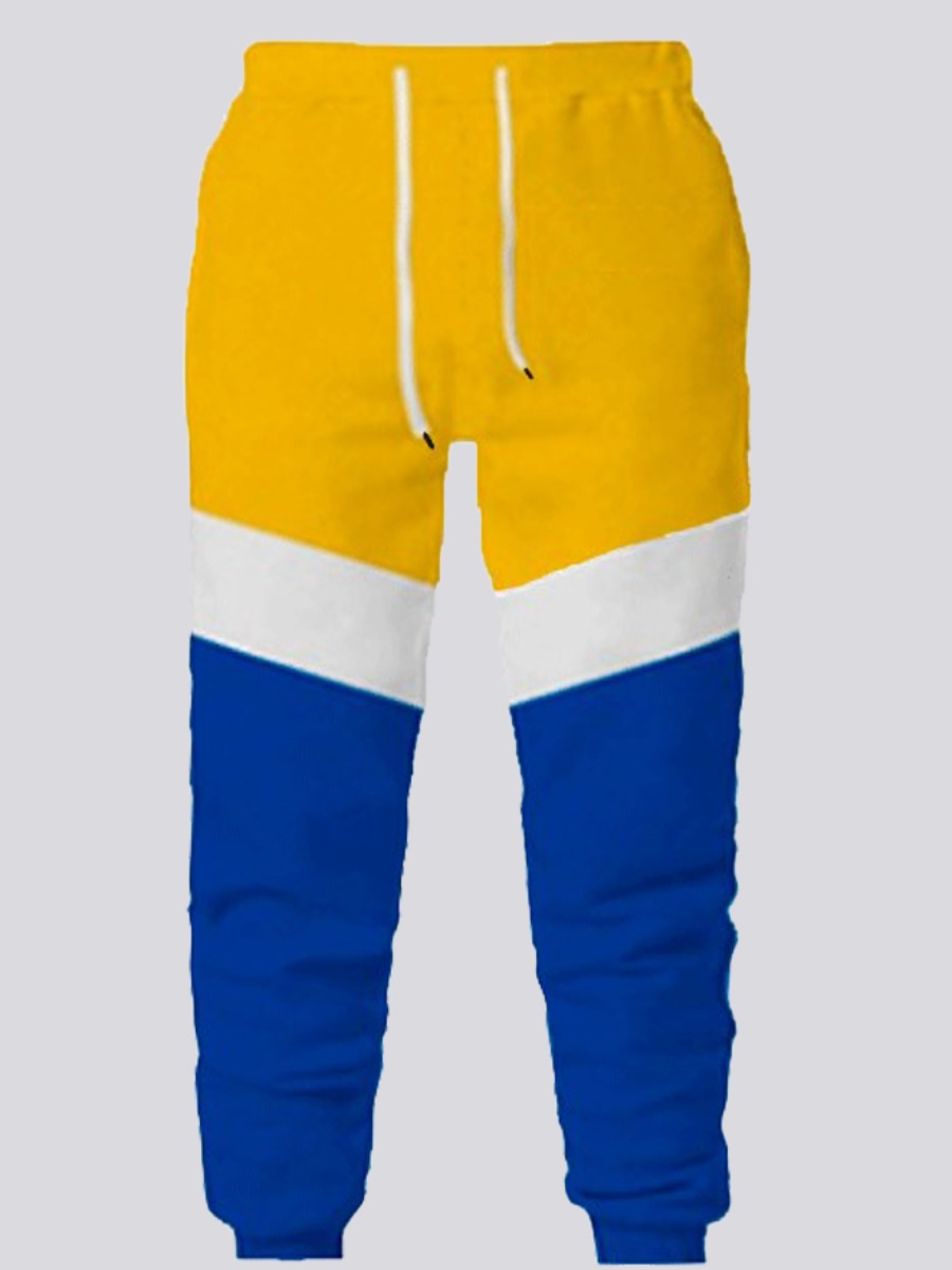 

LW Men Drawstring Patchwork Pants, Multi