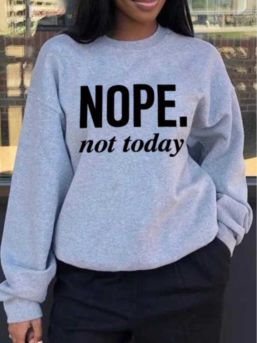 

LW Plus Size Round Neck Letter Print Sweatshirt, Grey
