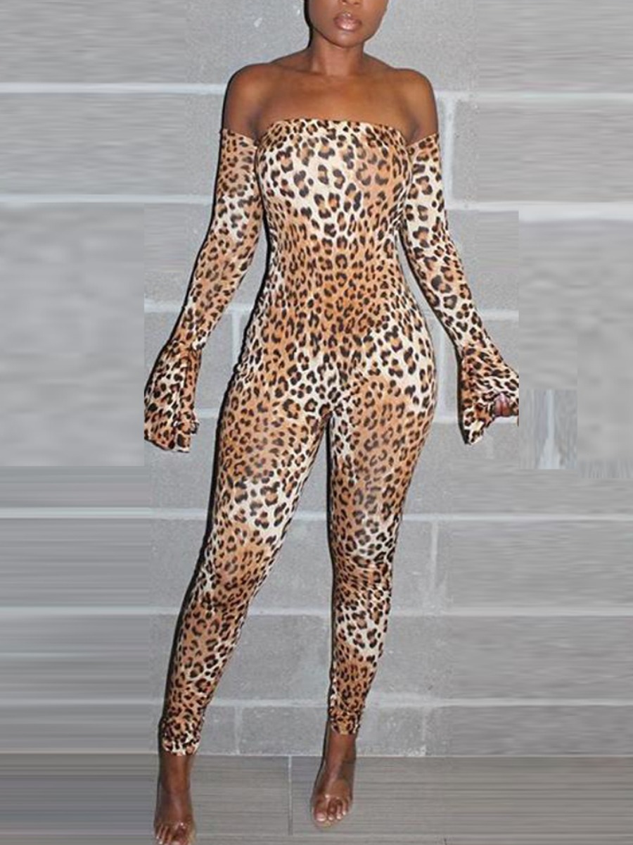 

LW SXY Backless Leopard Print Flared Jumpsuit