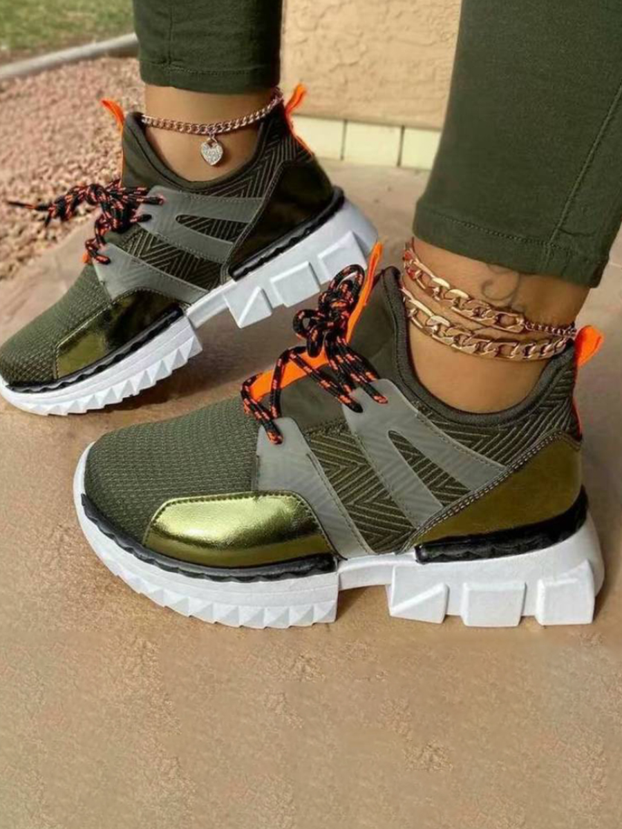 

LW Sporty Patchwork Army Green Sneakers