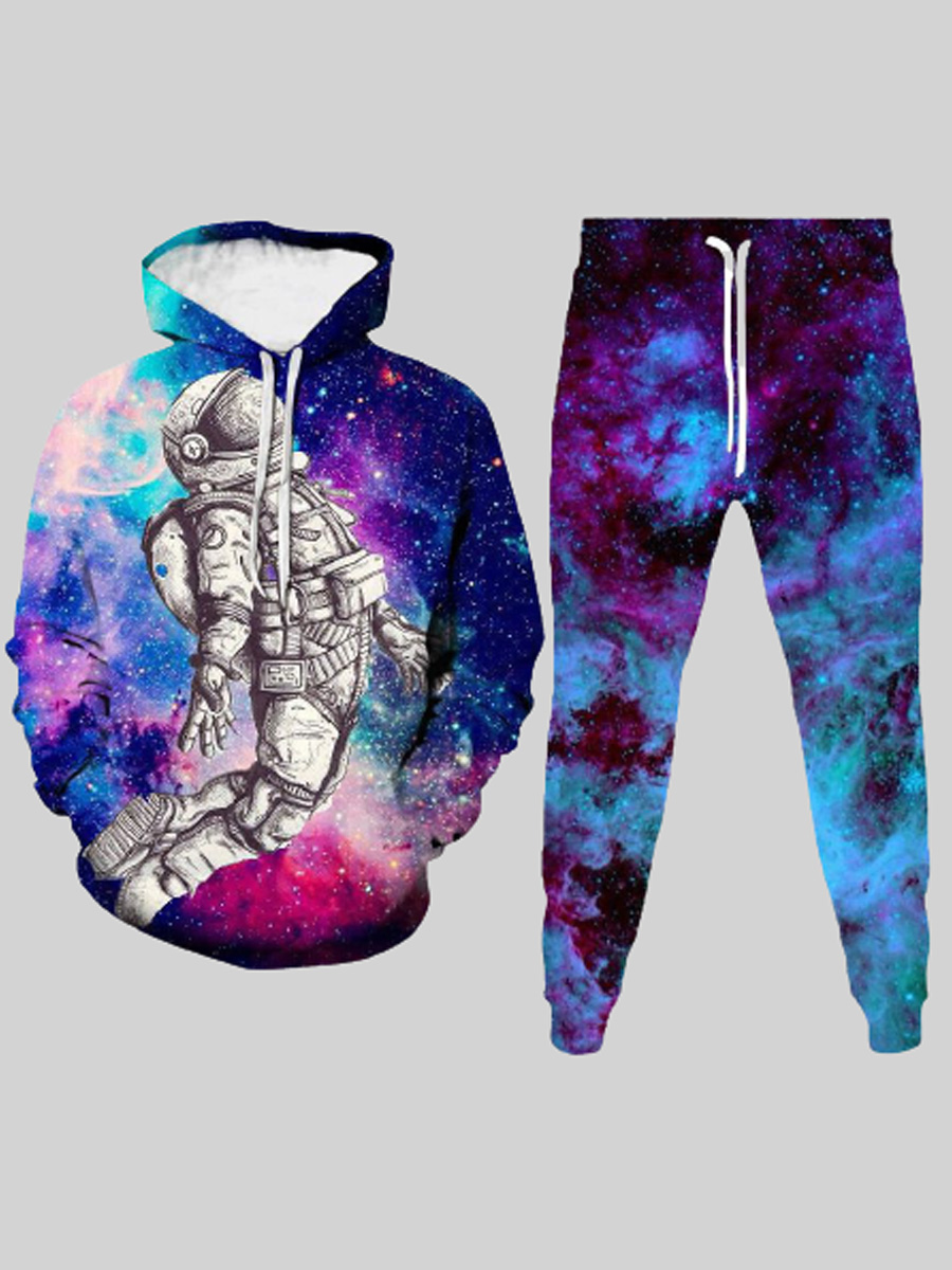 

LW Men Galaxy Print Tracksuit Set, Multi
