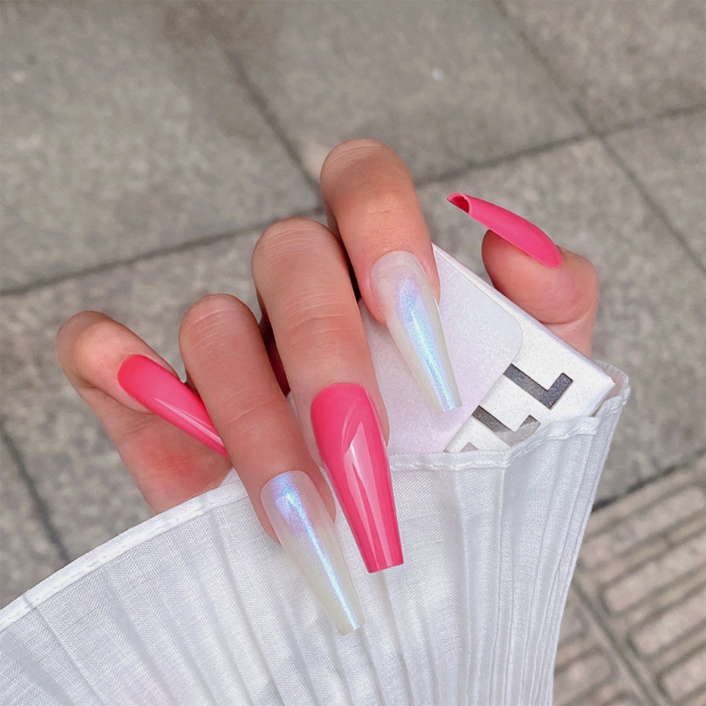 

LW 24pcs Mixed Solid Color Fake Nail, Pink