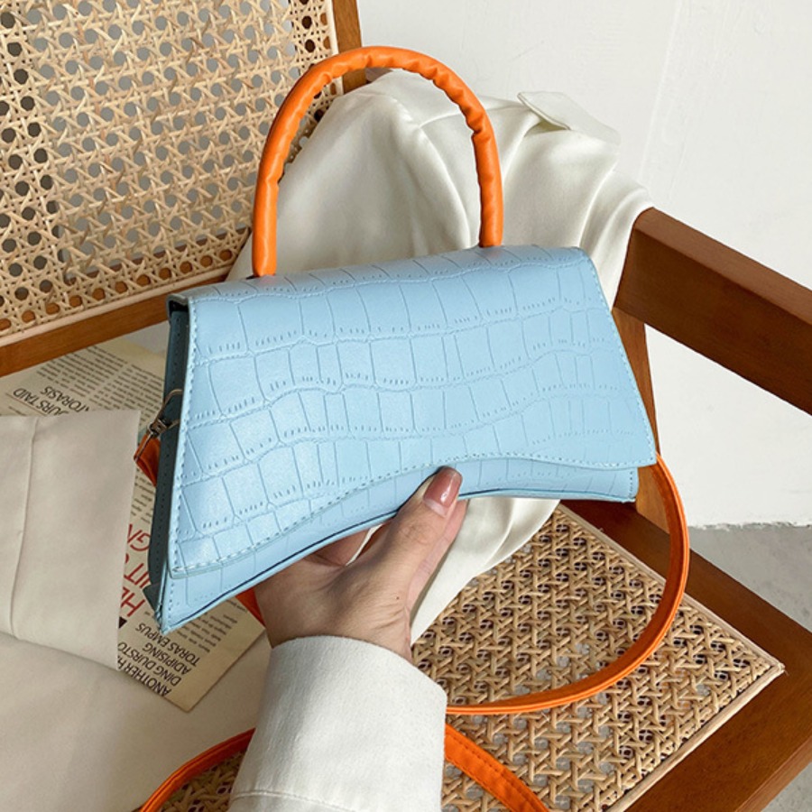 

LW PU Patchwork Messenger Bags, Blue