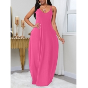 LW Leisure Pocket Patched Pink Maxi Dress