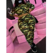 LW Plus Size Camo Print Striped Cropped Pants Set