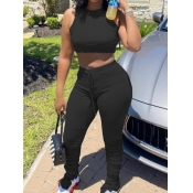 LW Fold Design Lace-up Slit Tracksuit Pants Set