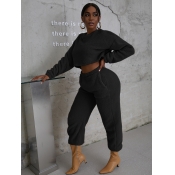 LW BASICS Pocket Design Crop Top Teddy Pants Set