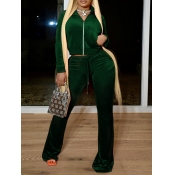 LW Plus Size Zipper Design Cropped Pants Set