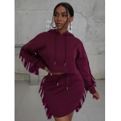 LW Cotton Tassel Design Cropped Basic Skirt Set