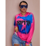 LW Letter Print Tie-dye Oversized Hoodie