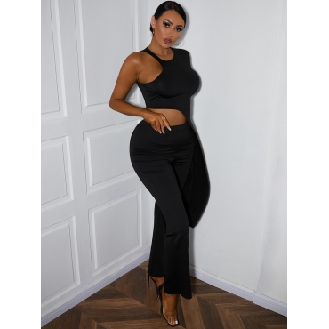 

LW SXY One Shoulder Asymmetrical Pants Set, Black