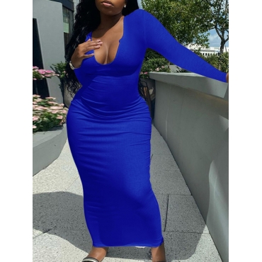 

LW Plus Size Solid Color Bodycon Dress, Blue