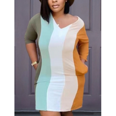 

LW Plus Size Striped Pocket Design Multicolor Dress, Multicolor mstn