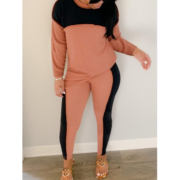 

LW Color Block Patchwork Skinny Pants Set, Fan fare