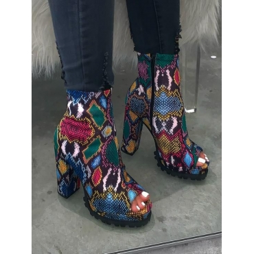 

LW Cobra Print Chunky Sole Booties