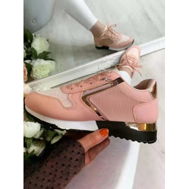 

LW Embossed Patchwork Sneakers, Light pink