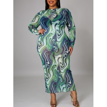 

LW Plus Size Gradient See-through Bodycon Dress, Green
